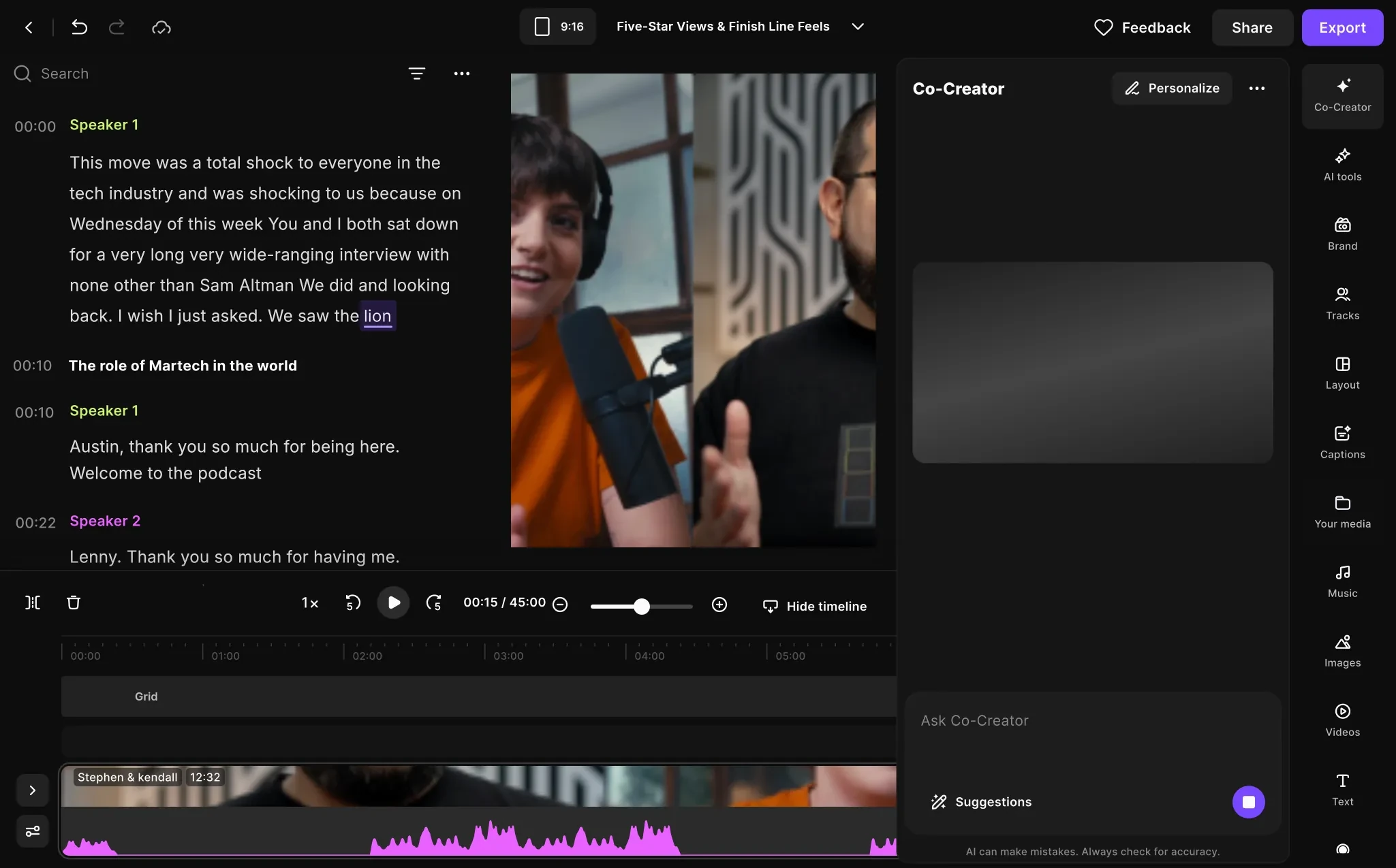 Thumbnail in progress: layout, brand colors, portrait and text