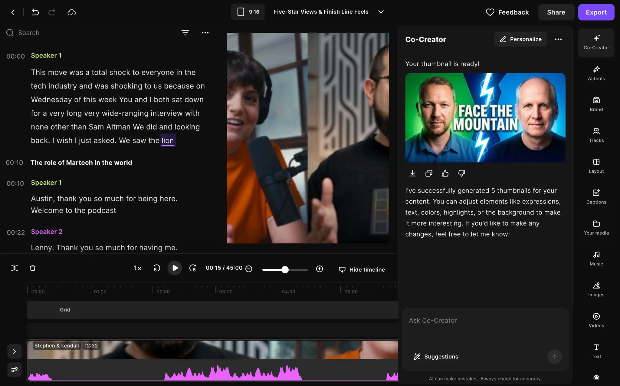 Generated thumbnails