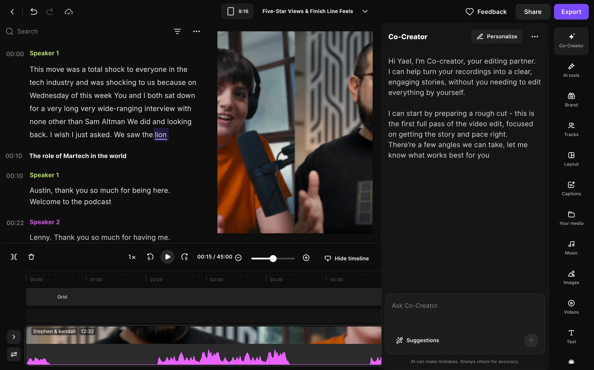 Co-Creator offers a rough cut