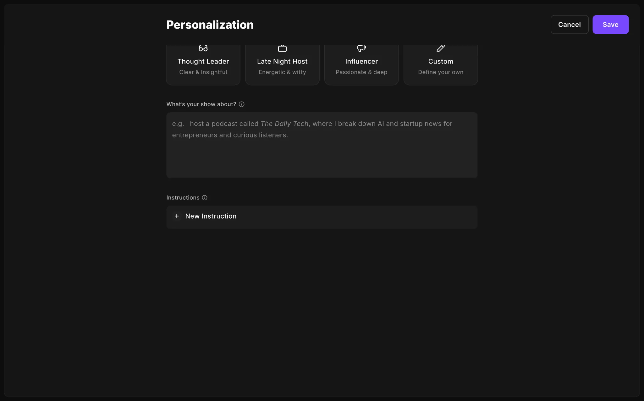 Personalization: a style and what the show is about