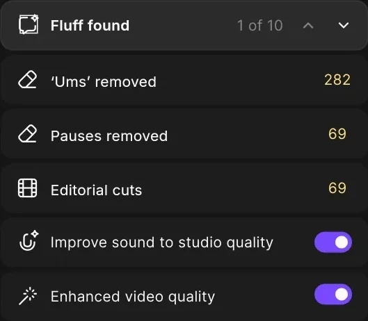 Review actions with toggles