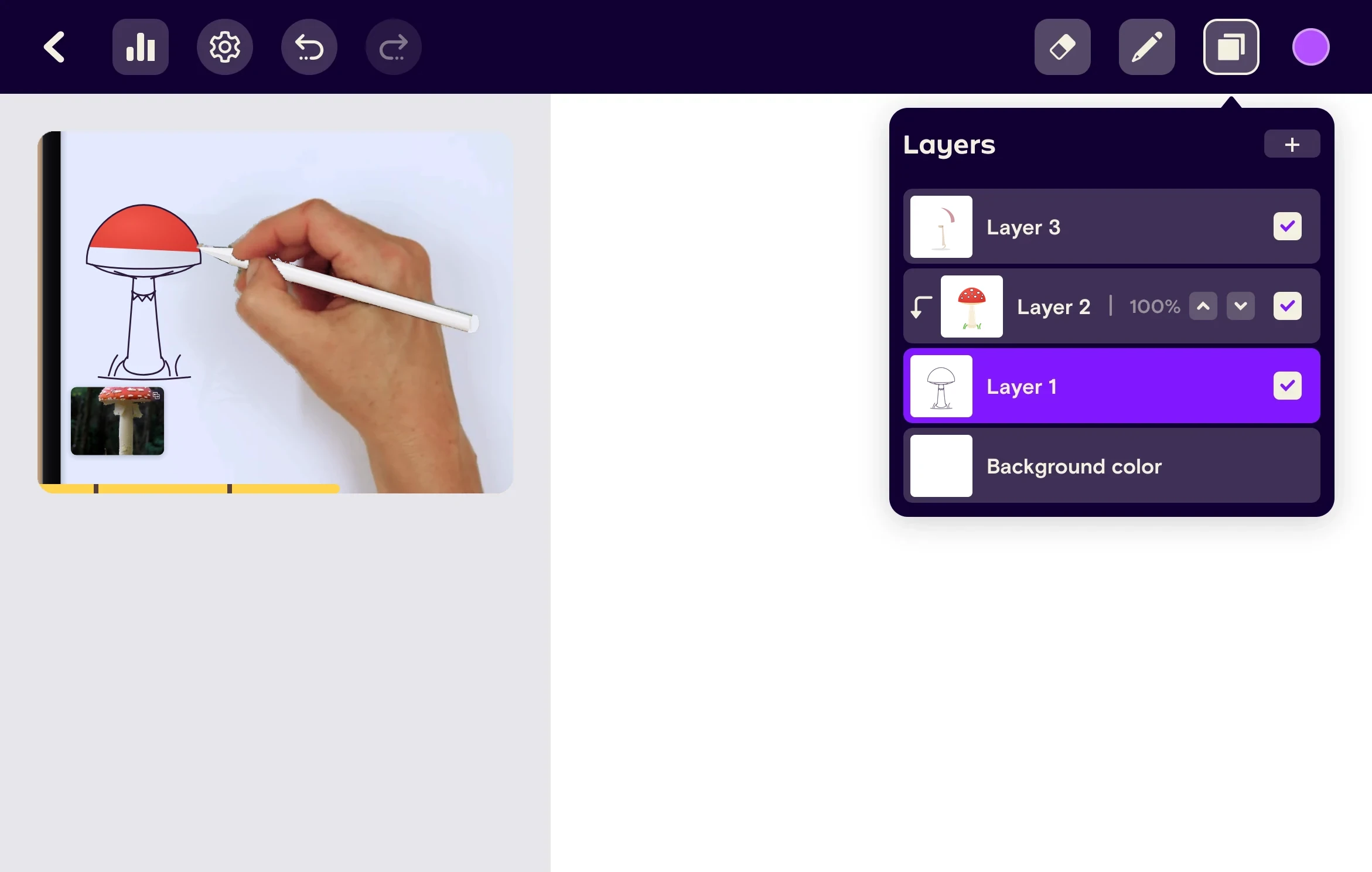 Layer 2 clipped to Layer 1, shown with an indent and a clipping arrow
