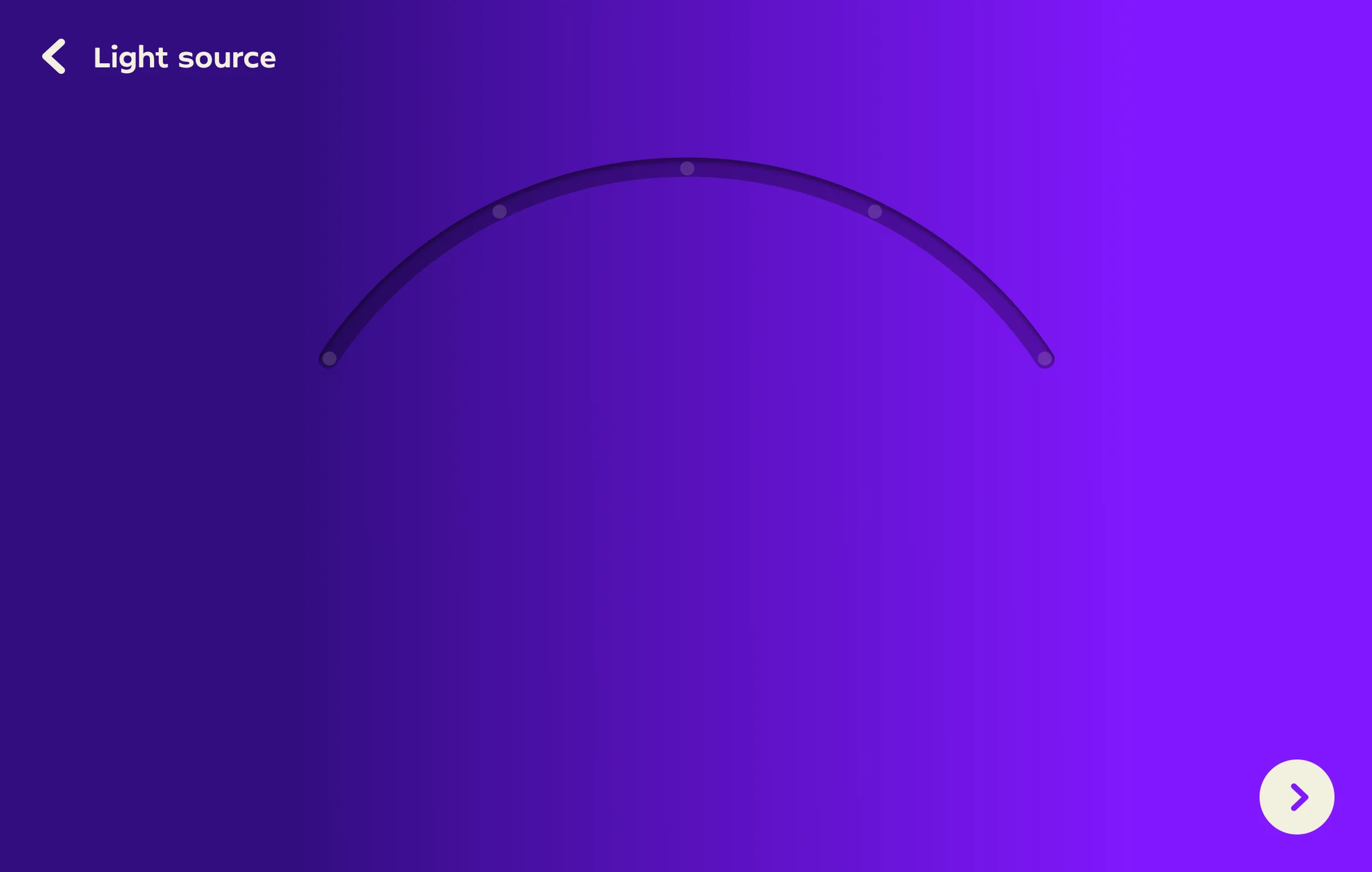 Light source exercise on iPad: a tree trunk under a sun that moves along an arc
