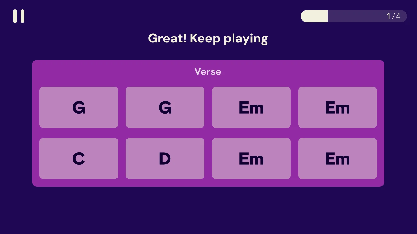Chord practice: play each chord of the verse once